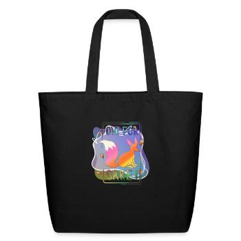 Oh! For Sake Quote Fox Animal Cartoon Vector - Eco-Friendly Cotton Tote - black - Front