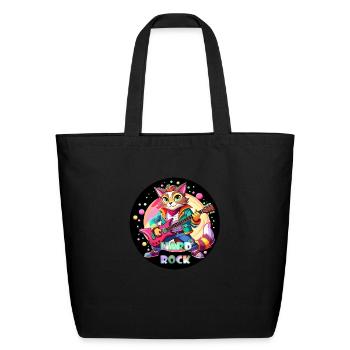 Feline Jam,Hard Rock Serenade Hard Rock Cat - Eco-Friendly Cotton Tote - black - Front