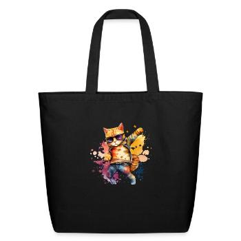 Cat superstar - Eco-Friendly Cotton Tote - black - Front