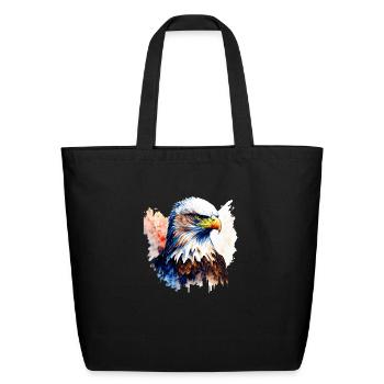Colorful Eagle Painting for Patriotic Occasions - Eco-Friendly Cotton Tote - black - Front