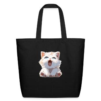 PURRCRAFT - Cute but Grumpy Cat Meme - Eco-Friendly Cotton Tote - black - Front