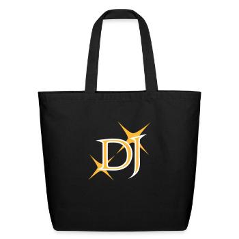 DJ Deejay Star Dance Club Disco Music Party Logo - Eco-Friendly Cotton Tote - black - Front