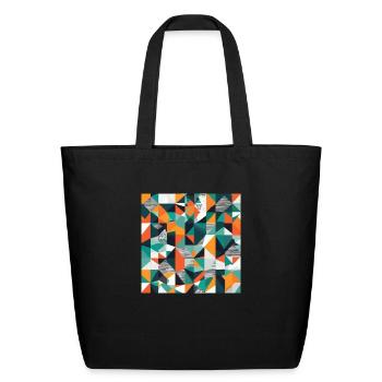 Minimalist Geometric Design with Depth Illusion - Eco-Friendly Cotton Tote - black - Front