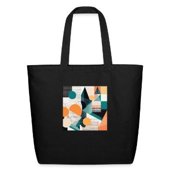 Minimalist Geometric Design with Depth Illusion - Eco-Friendly Cotton Tote - black - Front