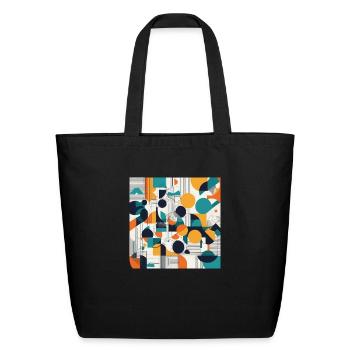 Minimalist Geometric Design with Depth Illusion - Eco-Friendly Cotton Tote - black - Front