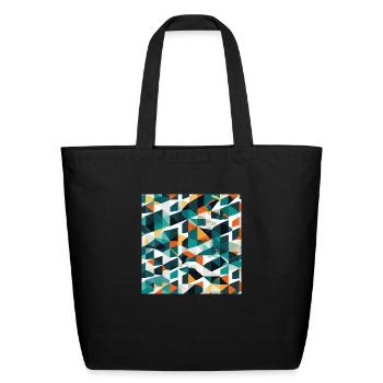 Minimalist Geometric Design with Depth Illusion - Eco-Friendly Cotton Tote - black - Front