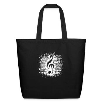 Old Sheet Music With Music Clef - Eco-Friendly Cotton Tote - black - Front