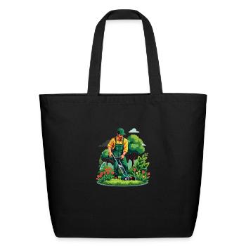 Gardener Cutting Grass - Eco-Friendly Cotton Tote - black - Front