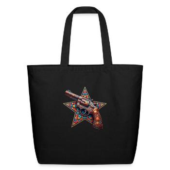 Revolver And Flower Batik Style - Eco-Friendly Cotton Tote - black - Front