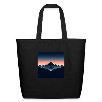 mountains suunset evening - Eco-Friendly Cotton Tote - black - Front