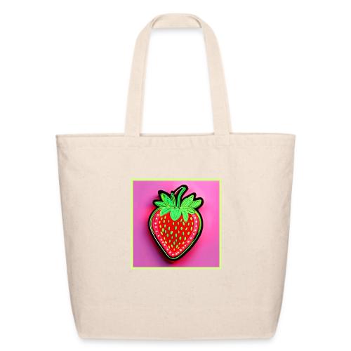 Vibrant Strawberry Neon Sign - Eco-Friendly Cotton Tote
