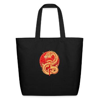 Unique d’inspiration asiatique Unique d’inspiration asiatique - Sac fourre-tout en coton naturel - noir - Devant