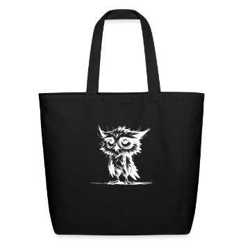 Sleepy Owl And Grumpy Night Watchman - Eco-Friendly Cotton Tote - black - Front