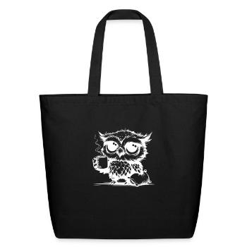 Sleepy Owl That Declares Coffee A Duty - Eco-Friendly Cotton Tote - black - Front