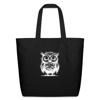 Morning Grouch Owl - Am I Awake? - No Idea - Eco-Friendly Cotton Tote - black - Front