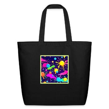 Neon Color Splash Art - Eco-Friendly Cotton Tote - black - Front