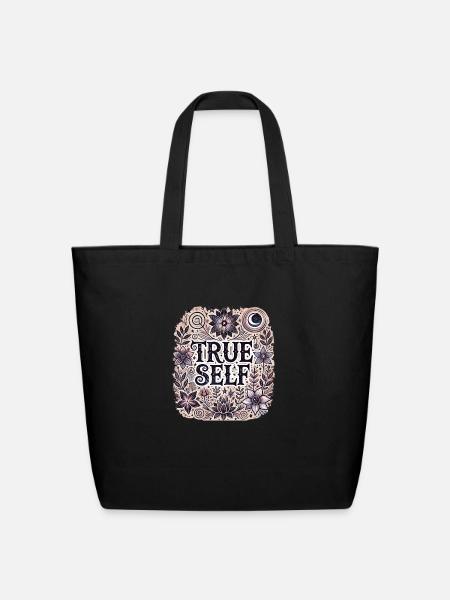true self - Eco-Friendly Cotton Tote - black