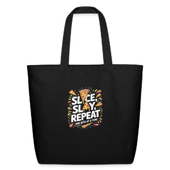 Slice Slay Repeat - Eco-Friendly Cotton Tote - black - Front