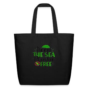 Save The Earth Eco Tee Shirt design - Eco-Friendly Cotton Tote - black - Front
