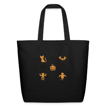Minimalist Halloween Ornaments - Eco-Friendly Cotton Tote - black - Front