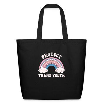 Protect Trans Youth Trans Rights Are Human Rights - Eco-Friendly Cotton Tote - black - Front