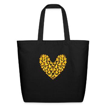Rubber Duck Heart & Love Symbol Rubber Ducky - Eco-Friendly Cotton Tote - black - Front