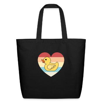 Rubber Ducky Love Heart - Eco-Friendly Cotton Tote - black - Front