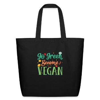 VEGAN GO GREEN - Eco-Friendly Cotton Tote - black - Front