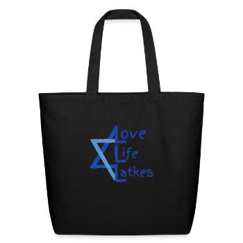 Love Life Latkes - Eco-Friendly Cotton Tote - black - Front