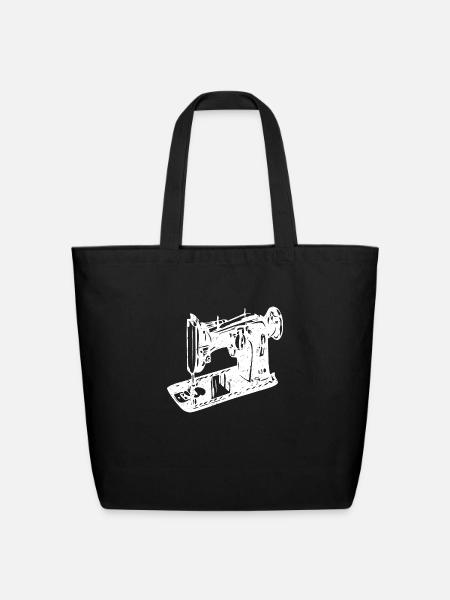 Sewing Machine - Eco-Friendly Cotton Tote - black