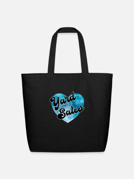 Yard Sales blue watercolor heart - Eco-Friendly Cotton Tote - black