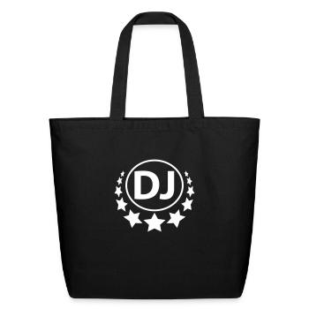 DJ Deejay Star Dance Club Disco Music Party Logo - Eco-Friendly Cotton Tote - black - Front