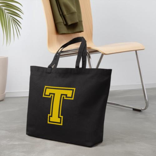 Letter T – Capital Athletic Alphabet Monogram - Eco-Friendly Cotton Tote
