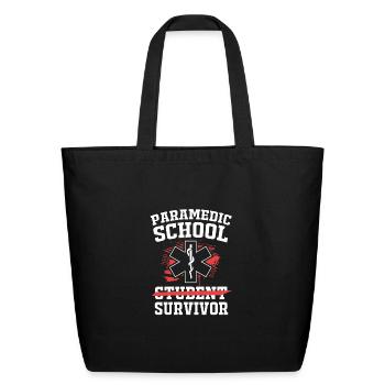 Funny Paramedic School Survivor Paramedic Student - Eco-Friendly Cotton Tote - black - Front