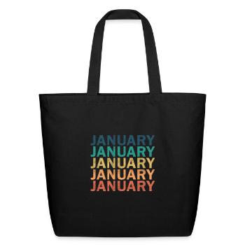 January Name T Shirt - January Vintage Retro Name - Eco-Friendly Cotton Tote - black - Front