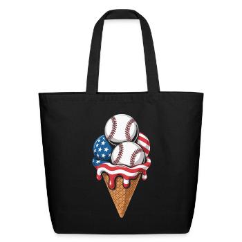 Baseball Drip Apparel Youth Ice Cream Baseball - Eco-Friendly Cotton Tote - black - Front