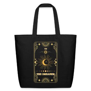 The Dreamer Celestial Tarot Card Gold Art - Eco-Friendly Cotton Tote - black - Front