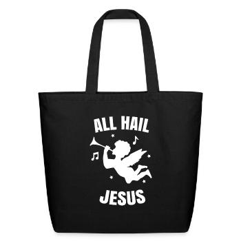 All hail jesus. Cherub angel - Eco-Friendly Cotton Tote - black - Front