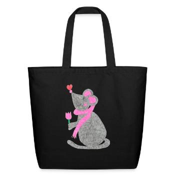 Cute mouse - Eco-Friendly Cotton Tote - black - Front
