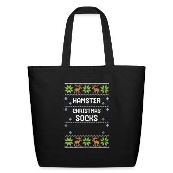 Hamster Christmas Socks - Eco-Friendly Cotton Tote - black - Front