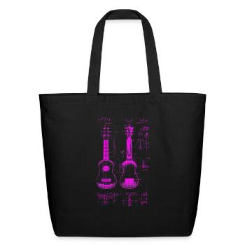 Ukulele Leonardo Da Vinci Sketch Blueprint - Eco-Friendly Cotton Tote - black - Front
