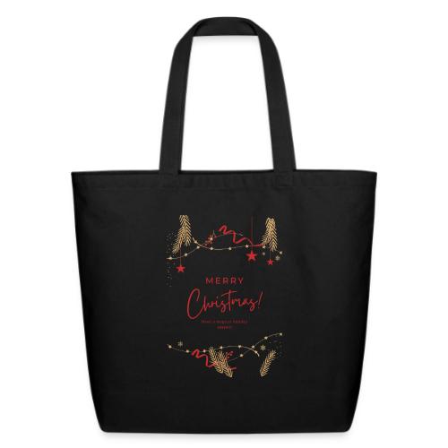 Merry Christmas Typography Design - Eco-Friendly Cotton Tote