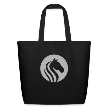 horse Design T-Shirt - Eco-Friendly Cotton Tote - black - Front