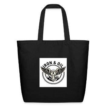 Iron & Oil Winged Engine Badge - Eco-Friendly Cotton Tote - black - Front