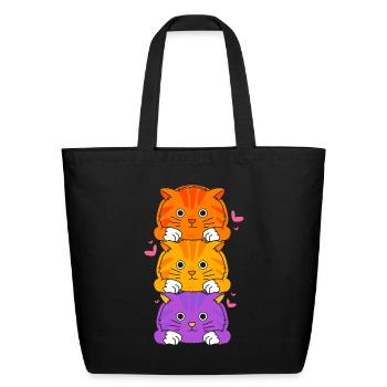 Cute Cat Owner Kitten Lovers Colorful Tabby Cat - Eco-Friendly Cotton Tote - black - Front