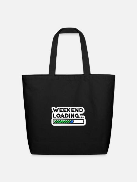 Weekend Loading Progress Bar - Eco-Friendly Cotton Tote - black