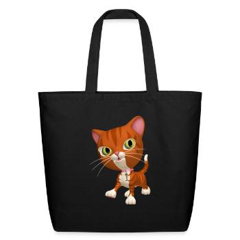 Orange Tabby Kitty Cat - Eco-Friendly Cotton Tote - black - Front