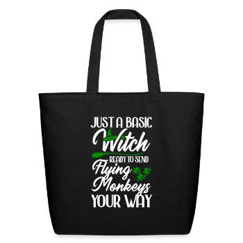 Basic Witch With Flying Monkeys - Eco-Friendly Cotton Tote - black - Front