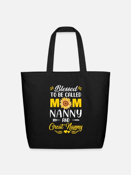 Blessed To Be Called Mom Nanny Great Nanny Mothers - Eco-Friendly Cotton Tote - black