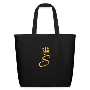 Letter S - Eco-Friendly Cotton Tote - black - Front